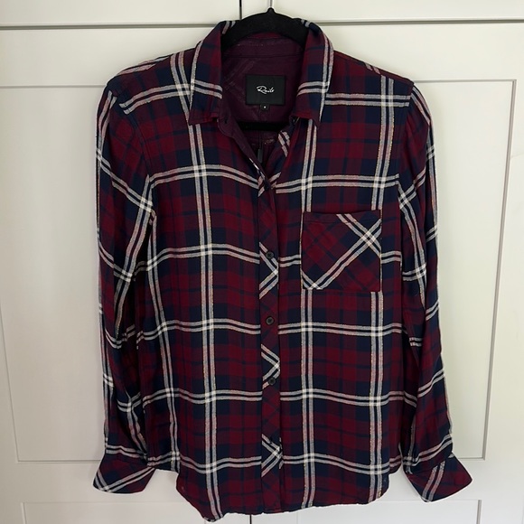NEW - RAILS Hunter Plaid Flannel Gemini Shirt in Cranberry Honey Lurex - Picture 4 of 11